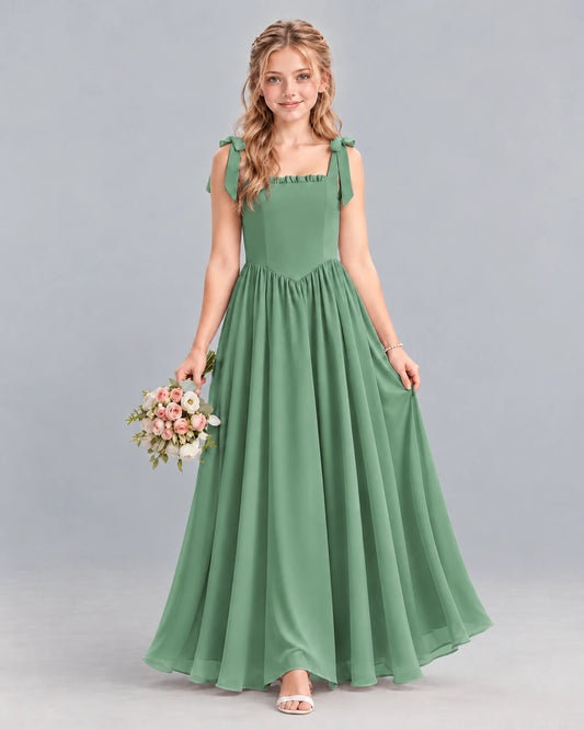 Eucalyptus A-line Junior Bridesmaid Dress Front