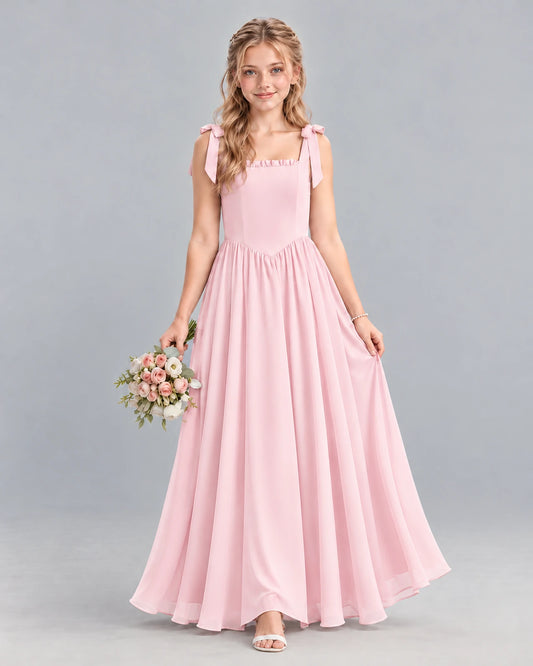 Pink A-line Junior Bridesmaid Dress Front