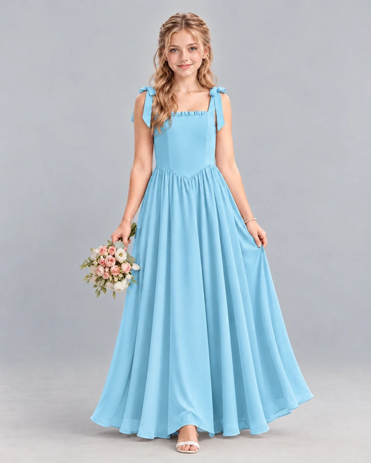 Sky Blue A-line Junior Bridesmaid Dress Front
