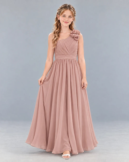 Dusty Rose A-line Junior Bridesmaid Dress Front
