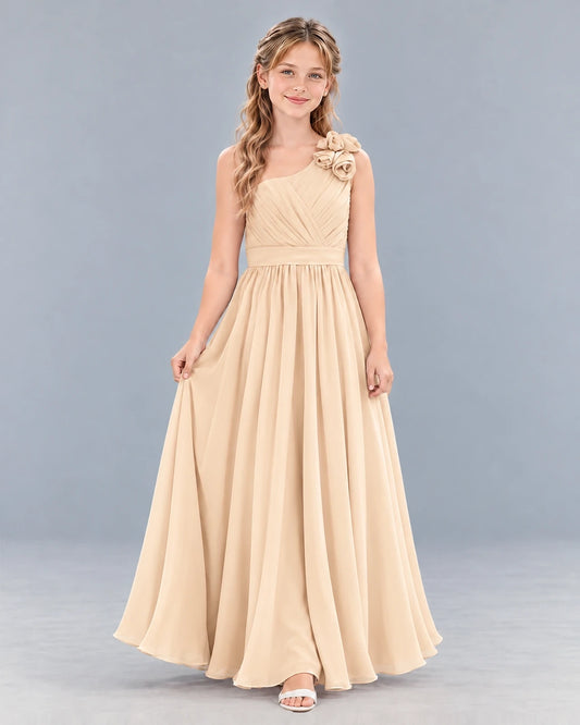 Peach A-line Junior Bridesmaid Dress Front