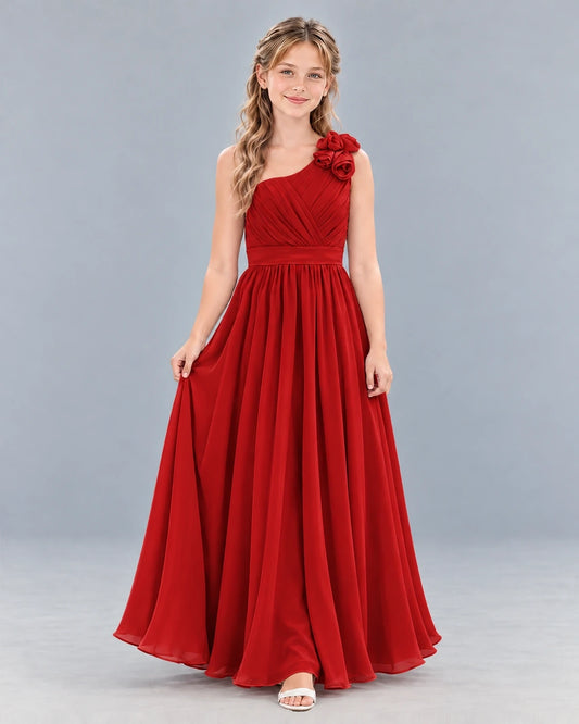 Red A-line Junior Bridesmaid Dress Front