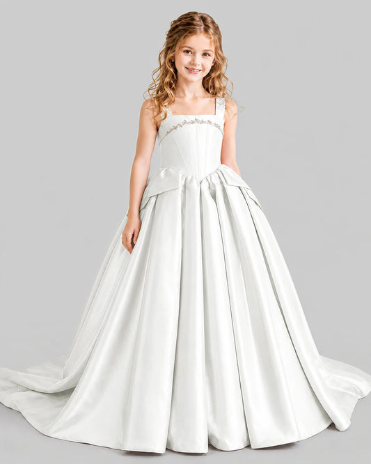 Ivory Ball Gown Girls Pageant Dresses Front