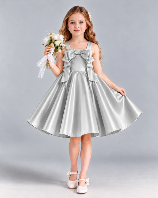 Silver A-line Girls Formal Dress Front