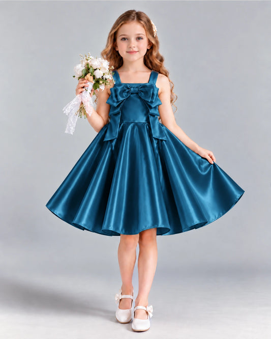 Teal A-line Girls Formal Dress Front