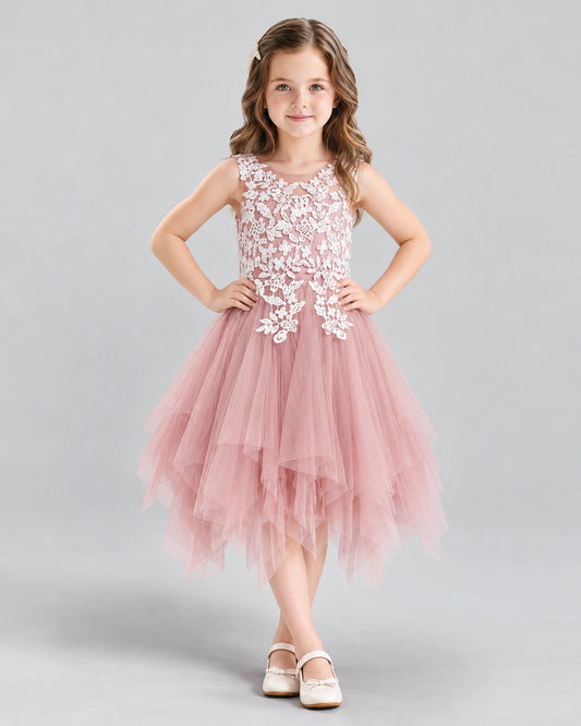 Dusty Rose A-line Girls Formal Dress Front