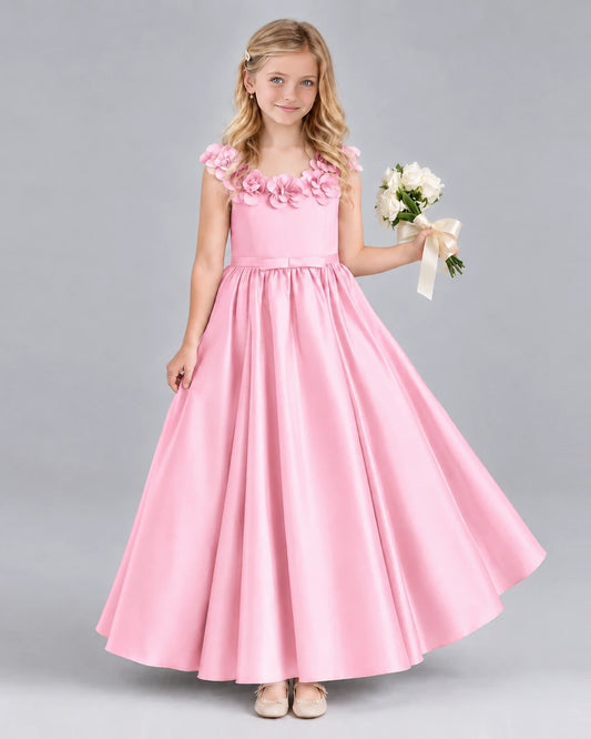Pink Ball Gown Junior Bridesmaid Dress Front