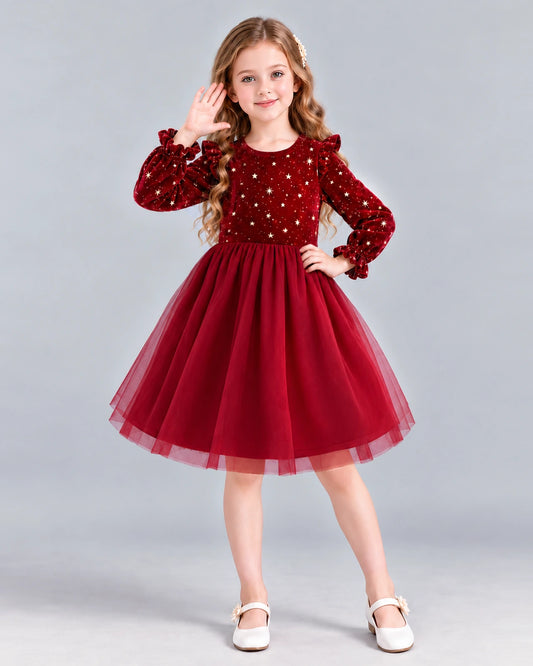 Burgundy Ball Gown Girls Formal Dress Front