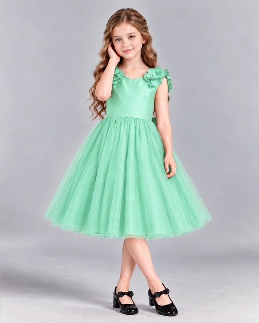 Turquoise Ball Gown Girls Formal Dress Front