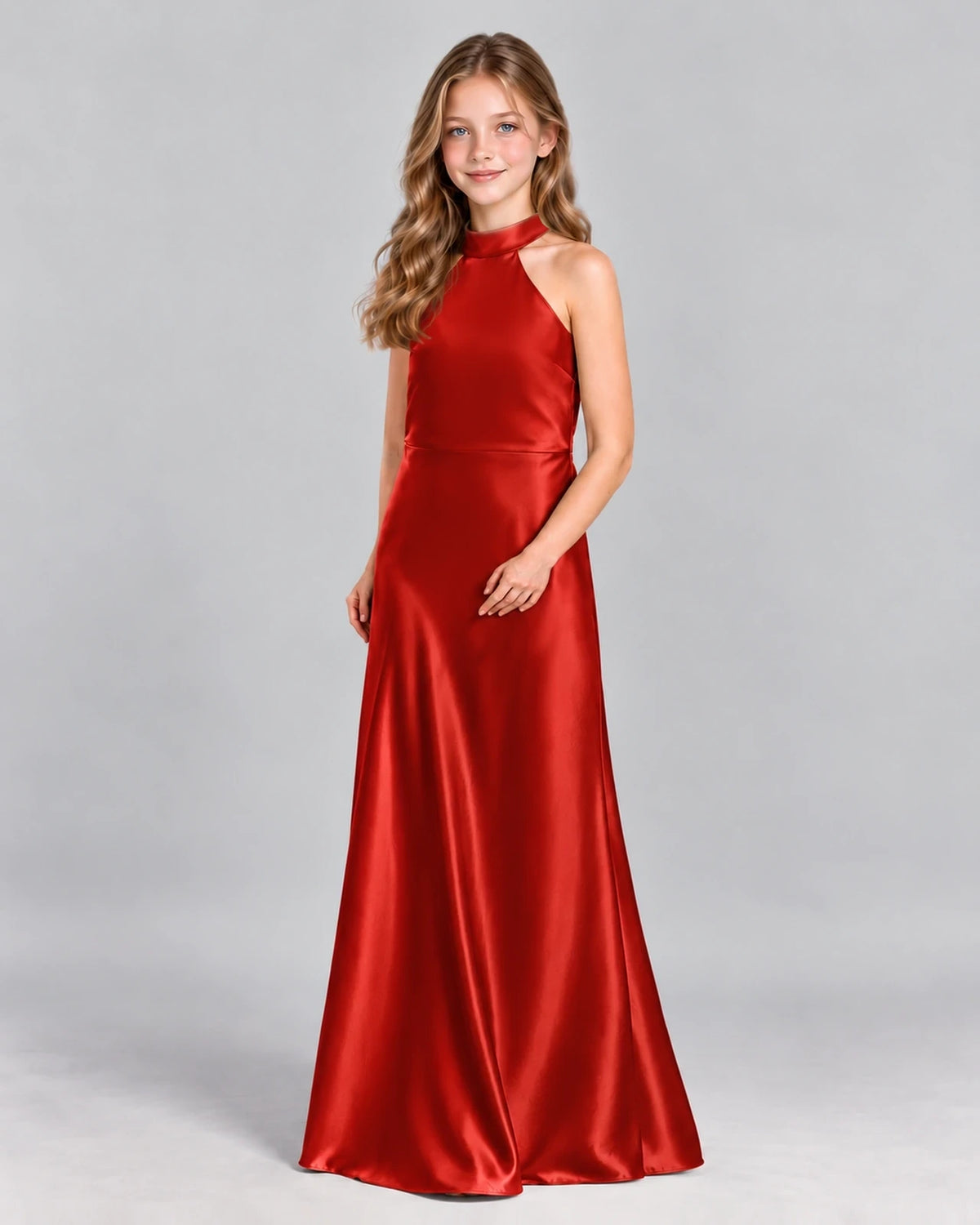 Red A-line Junior Bridesmaid Dress Front