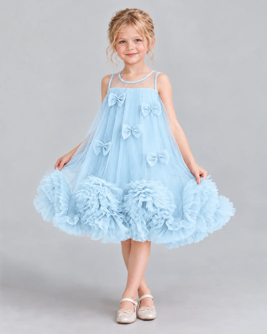 Baby Blue A-line Girls Formal Dress Front