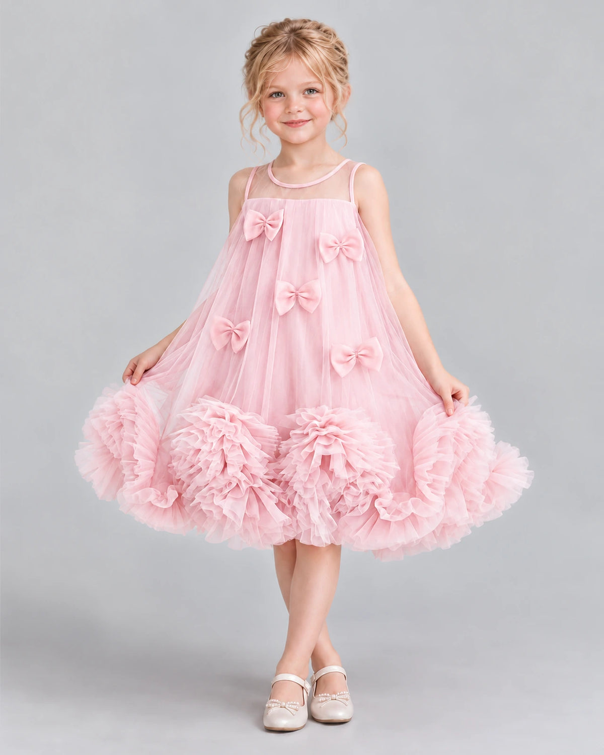 Pink A-line Girls Formal Dress Front