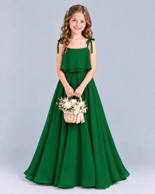 Dark Green A-line Junior Bridesmaid Dress Front