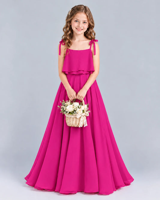 Hot Pink A-line Junior Bridesmaid Dress Front