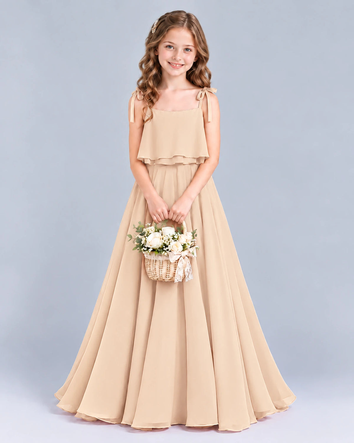 Peach A-line Junior Bridesmaid Dress Front