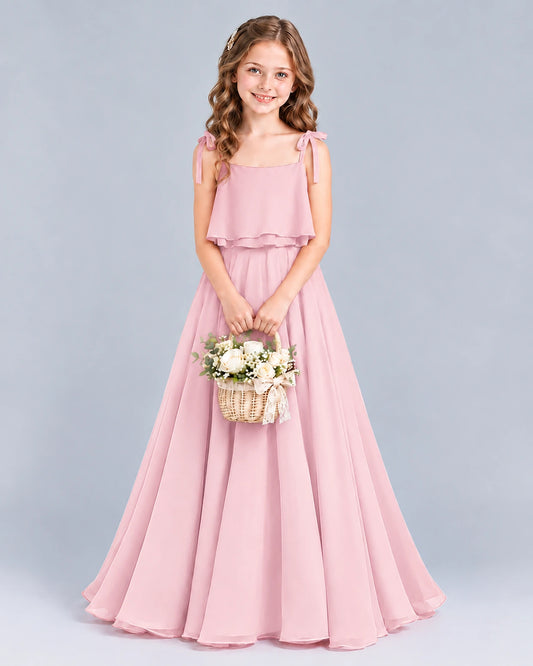Pink A-line Junior Bridesmaid Dress Front