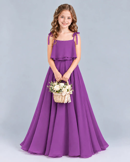 Purple A-line Junior Bridesmaid Dress Front