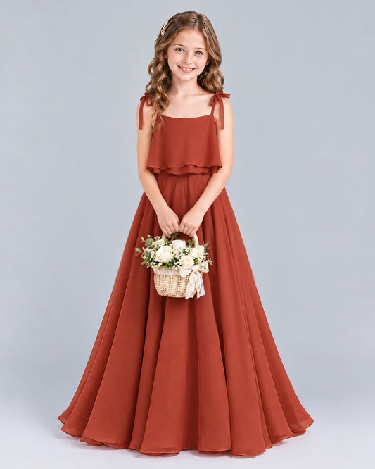 Vermilion A-line Junior Bridesmaid Dress Front