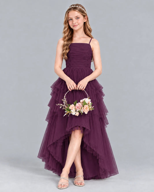 Grape A-line Junior Bridesmaid Dress Front