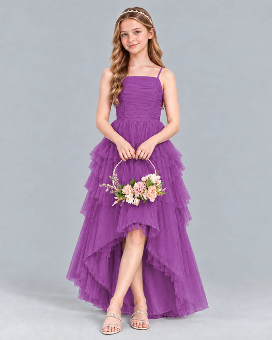 Purple A-line Junior Bridesmaid Dress Front