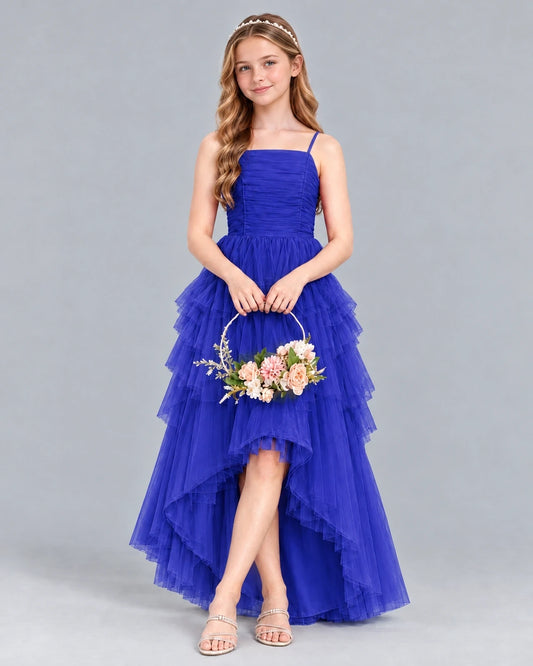 Royal Blue A-line Junior Bridesmaid Dress Front
