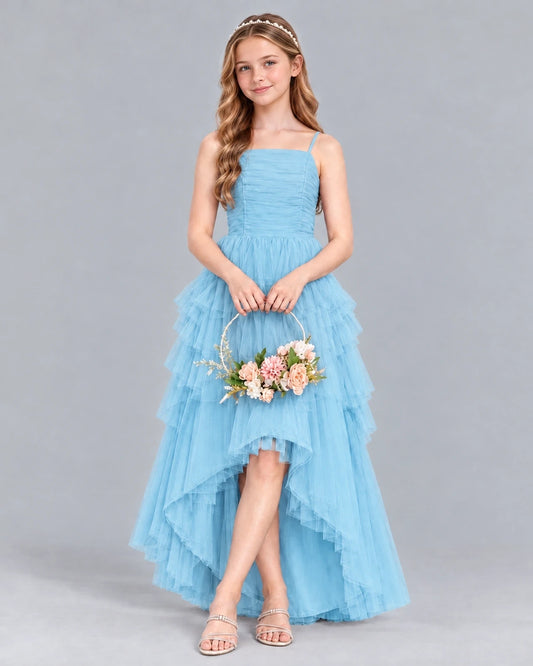 Sky Blue A-line Junior Bridesmaid Dress Front