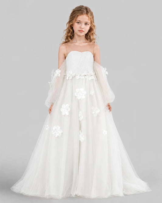 Ivory A-line Girls Pageant Dresses Front