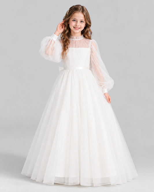 Ivory Ball Gown Girls Formal Dress Front