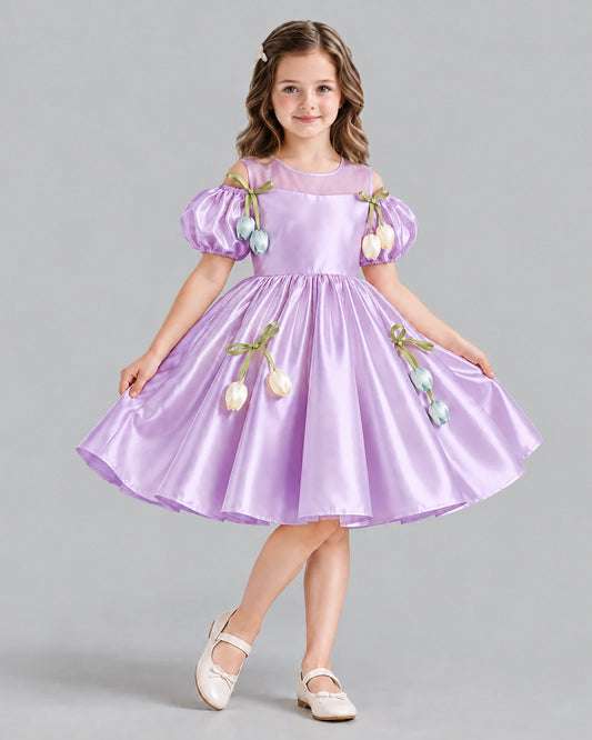 Lilac A-line Flower Girl Dress Front