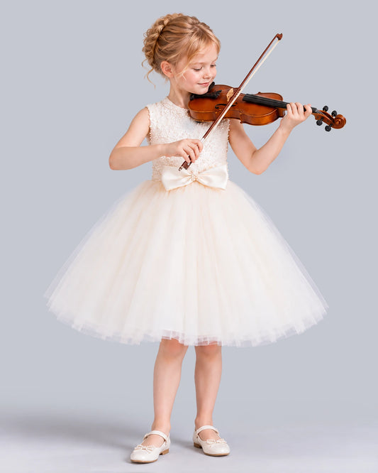 Ivory Ball Gown Girls Formal Dress Front