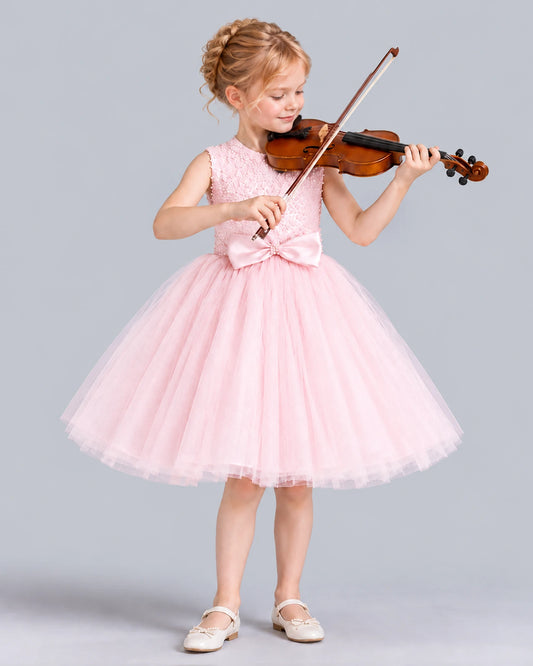 Pink Ball Gown Girls Formal Dress Front