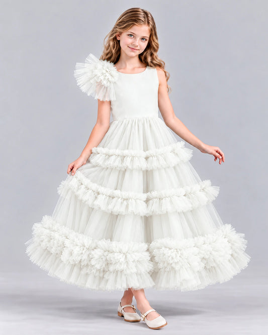 Ivory Ball Gown Girls Formal Dress Front