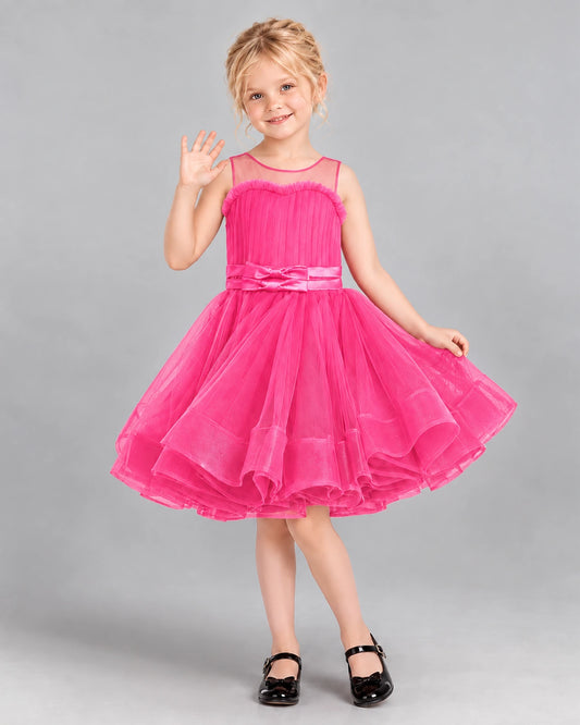 Hot Pink Ball Gown Girls Formal Dress Front