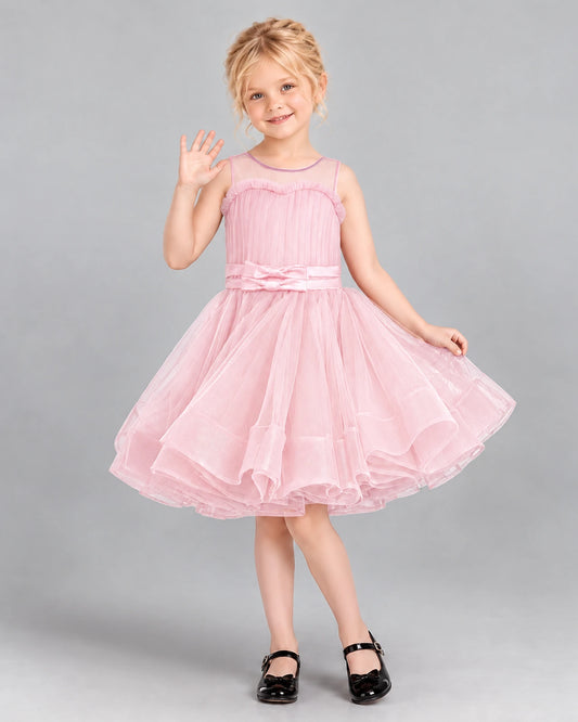 Pink Ball Gown Girls Formal Dress Front