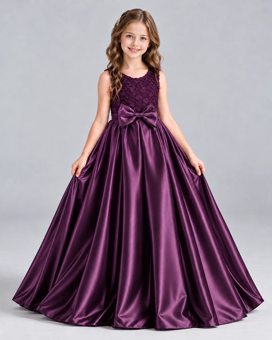 Grape Ball Gown Girls Formal Dress Front