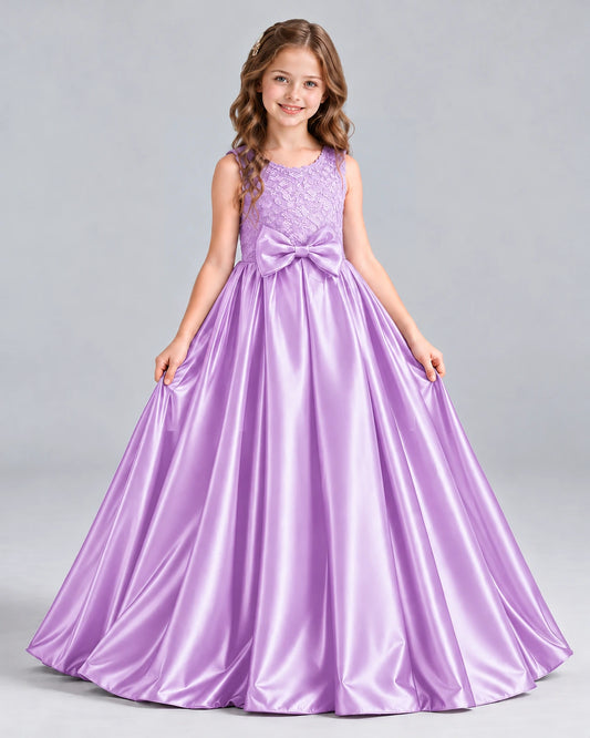 Lilac Ball Gown Girls Formal Dress Front