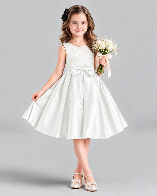 Ivory A-line Girls Formal Dress Front