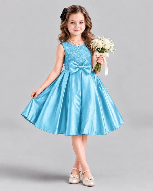 Sky Blue A-line Girls Formal Dress Front