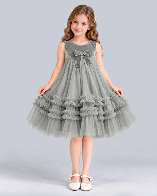 Silver Ball Gown Girls Formal Dress Front