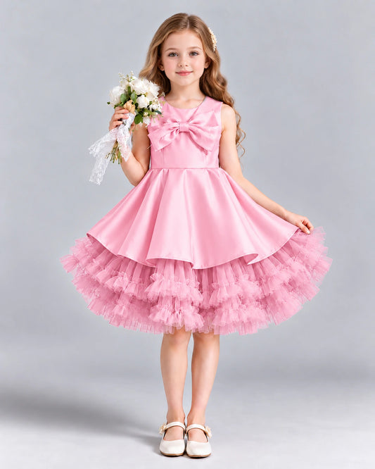 Pink Ball Gown Girls Formal Dress Front