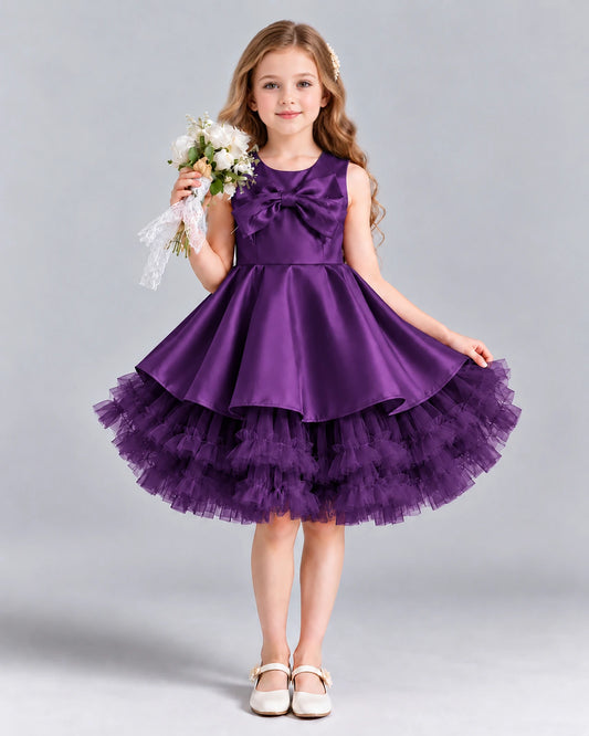 Purple Ball Gown Girls Formal Dress Front