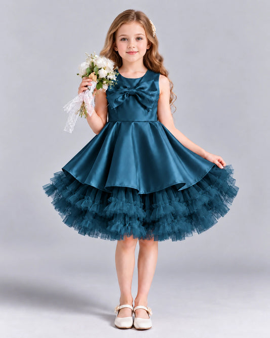 Teal Ball Gown Girls Formal Dress Front