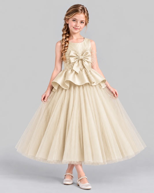 Champagne Ball Gown Girls Formal Dress Front