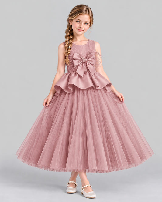 Dusty Rose Ball Gown Girls Formal Dress Front