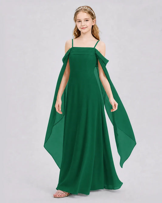 Dark Green Chiffon A-line Junior Bridesmaid Dress Side View