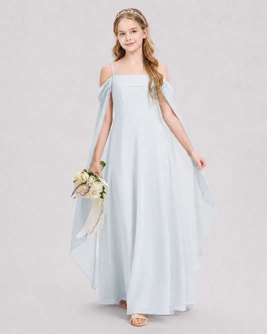 Mist Chiffon A-line Junior Bridesmaid Dress Front View