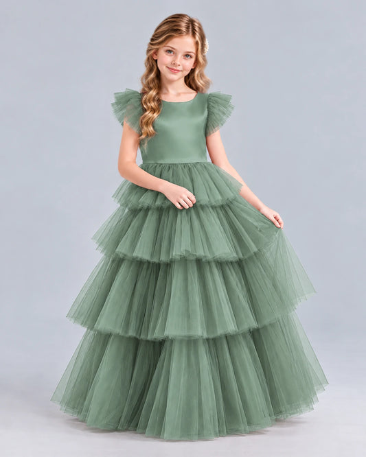 Eucalyptus Ball Gown Girls Formal Dress Front