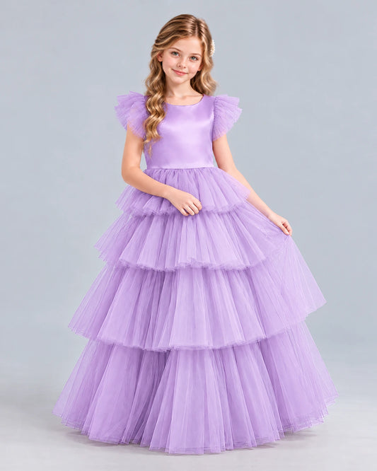 Lilac Ball Gown Girls Formal Dress Front