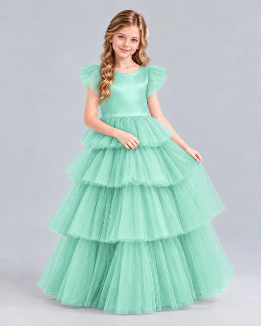 Turquoise Ball Gown Girls Formal Dress Front