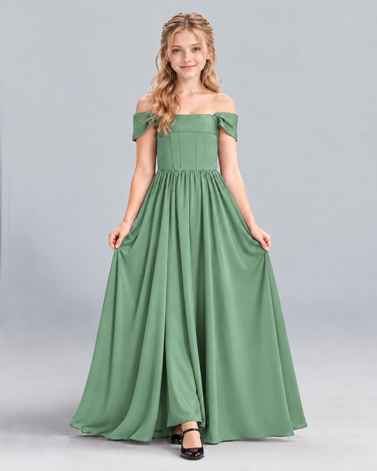 Eucalyptus A-line Junior Bridesmaid Dress Front